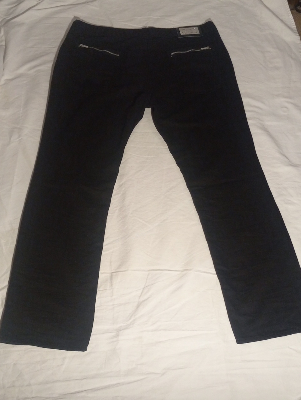 GDC Black Jeans with Silver Logo Plaque and Zipper Pocket